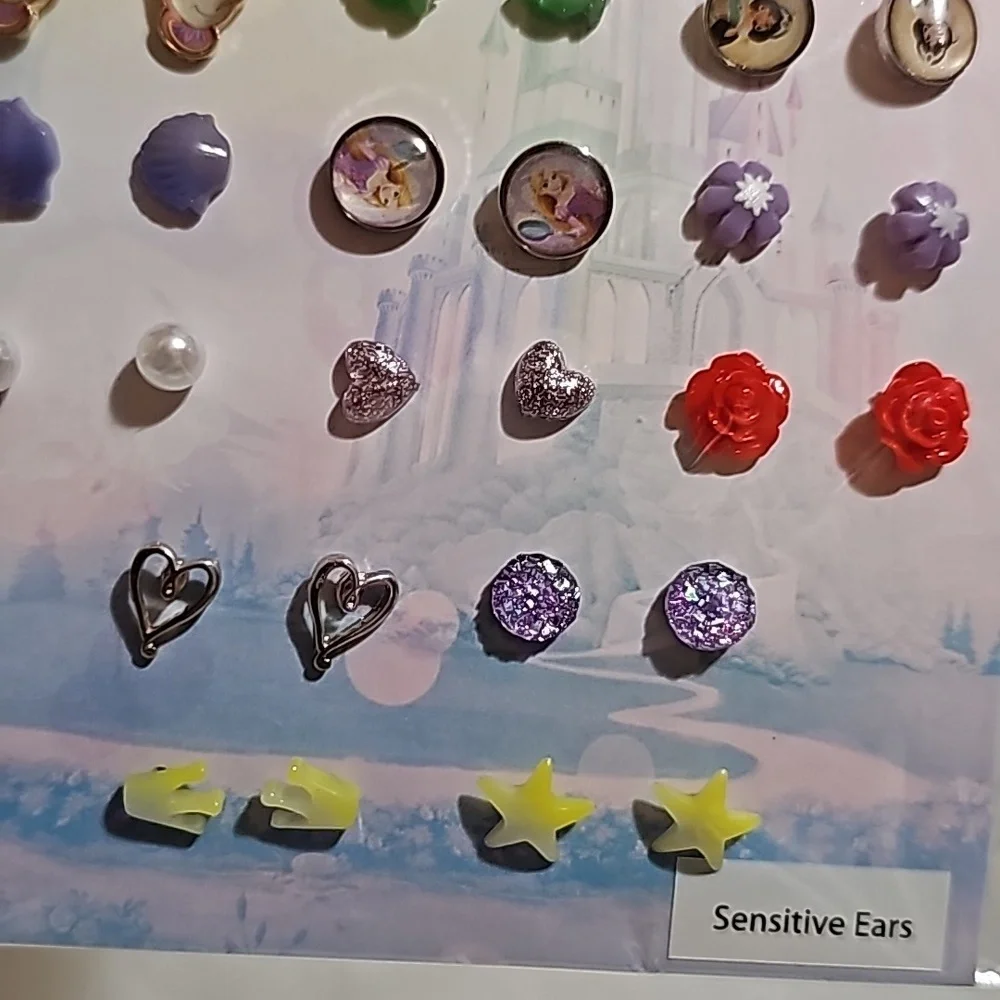 Disney Princess 16 Pairs Stud Set Sensitive Ears New
